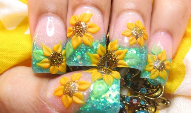 sun flower nail art