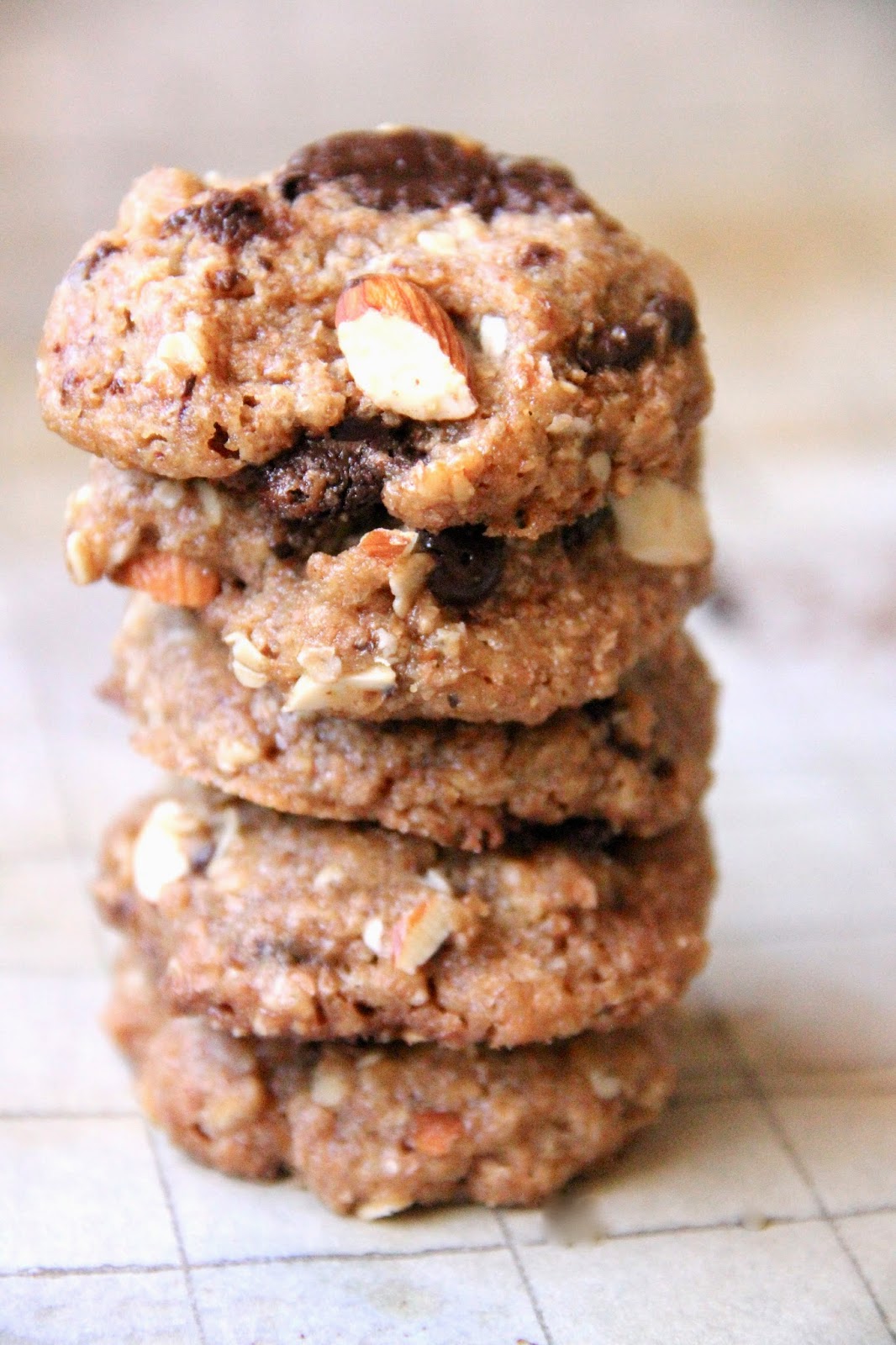 My Happy Place vegan almond oatmeal chocolate chip cookies