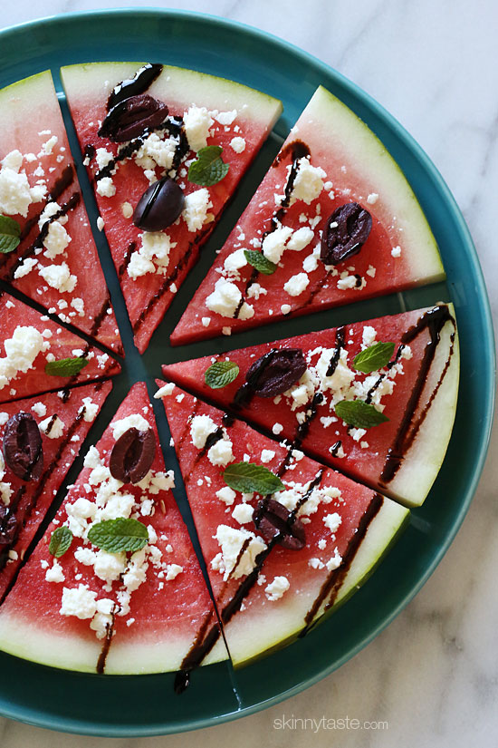 Watermelon Feta and Balsamic "Pizzas" Watermelon Feta and Balsamic "Pizzas" – a fun summer appetizer or the perfect side dish for anything you put on the grill.