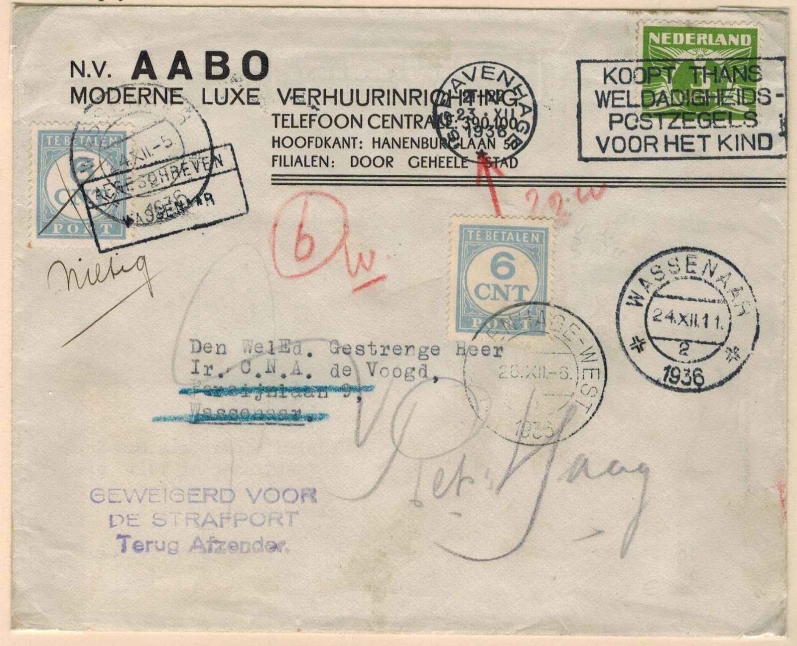 Netherlands Postal History Domestic Postage Due Mail 1925 1946