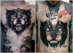 Fotos de tatuagens de lobo no peitoral