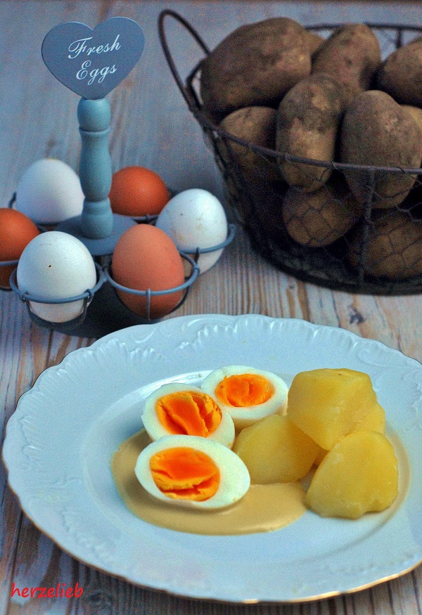 Eier, Kartoffeln, Senf - ergibt Senfeier!