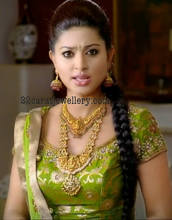 Sneha in Traditional Nakshi Long Chain Jewellery Designs