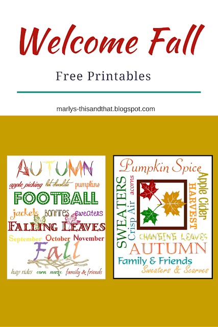 Things we love about fall: leaves changing colour, sweaters, crisp air.  Welcome Fall with free printable to help with your decorating.