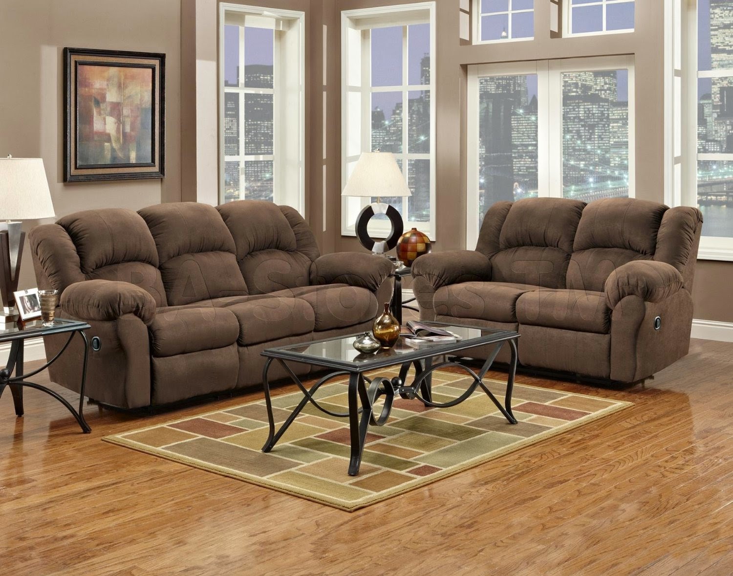fabric reclining living room set
