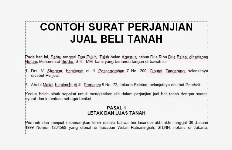 Budidaya Burung Doc Contoh Surat Perjanjian Jual Beli Tanah