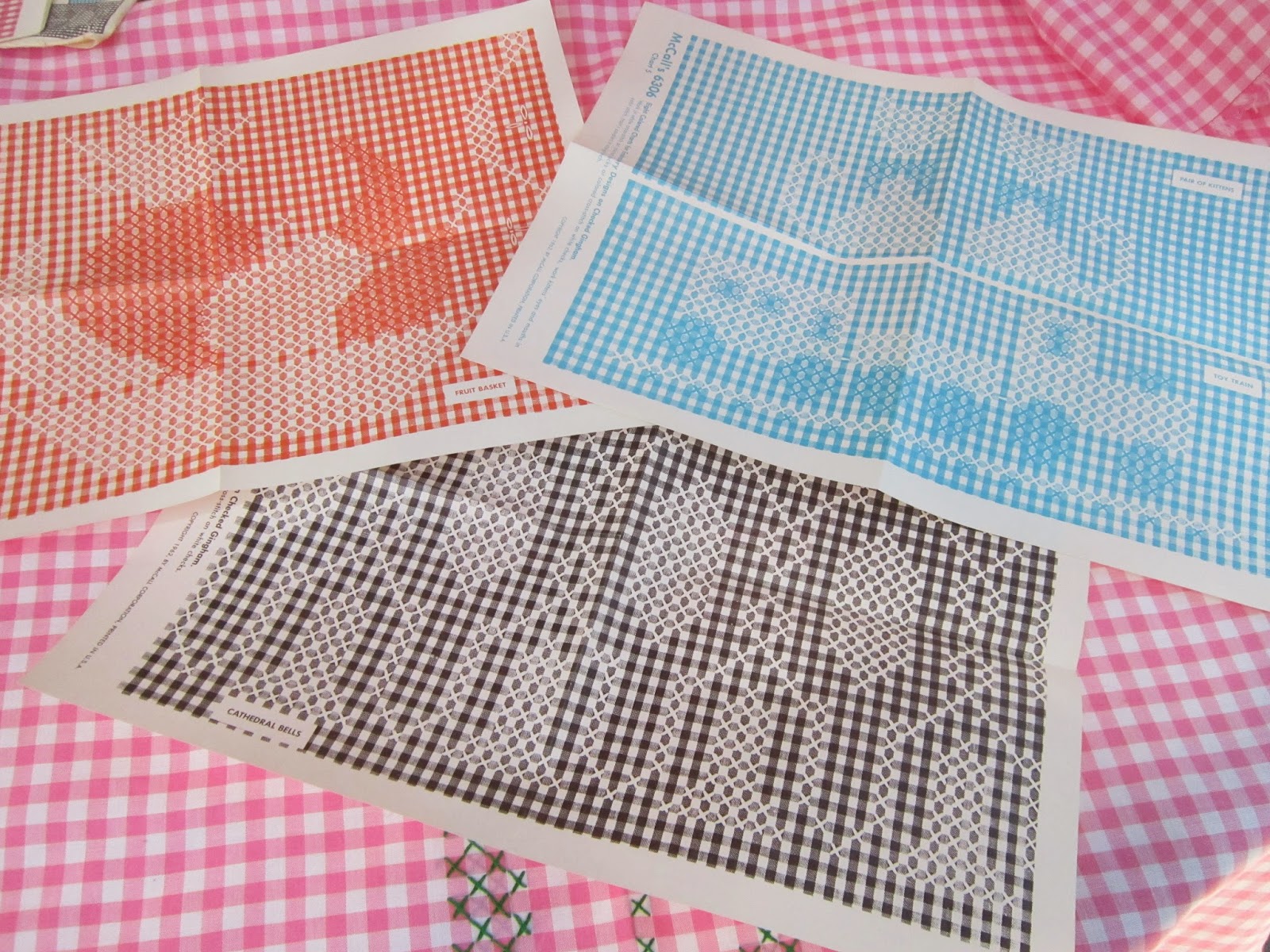 gold country girls Patterns From The Past McCall's 6306 Cross Stitch On Gingham