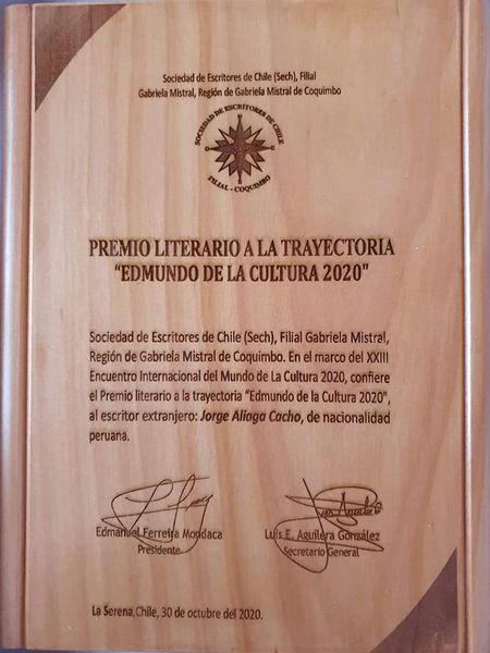 Premio ''Edmundo de la Cultura 2020''.