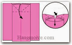 Bước 6: Kéo và gấp cạnh giấy xuống dưới. Bước 6: Kéo và gấp cạnh giấy xuống dưới.