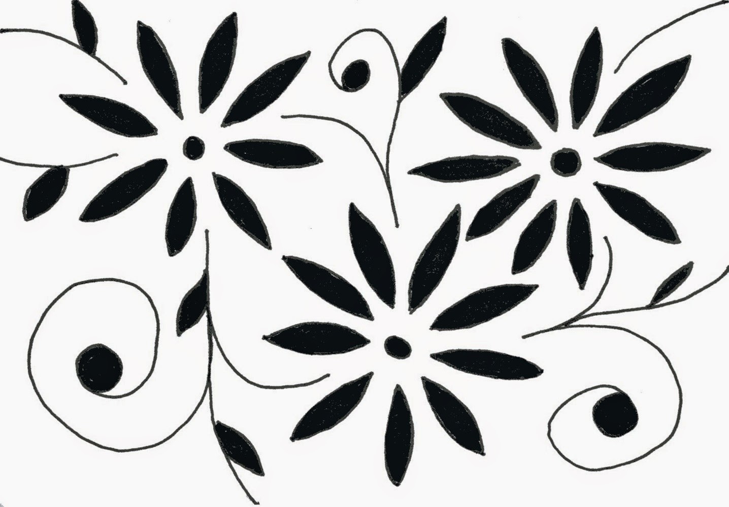 Flower Drawings In Black And White Many Flowers