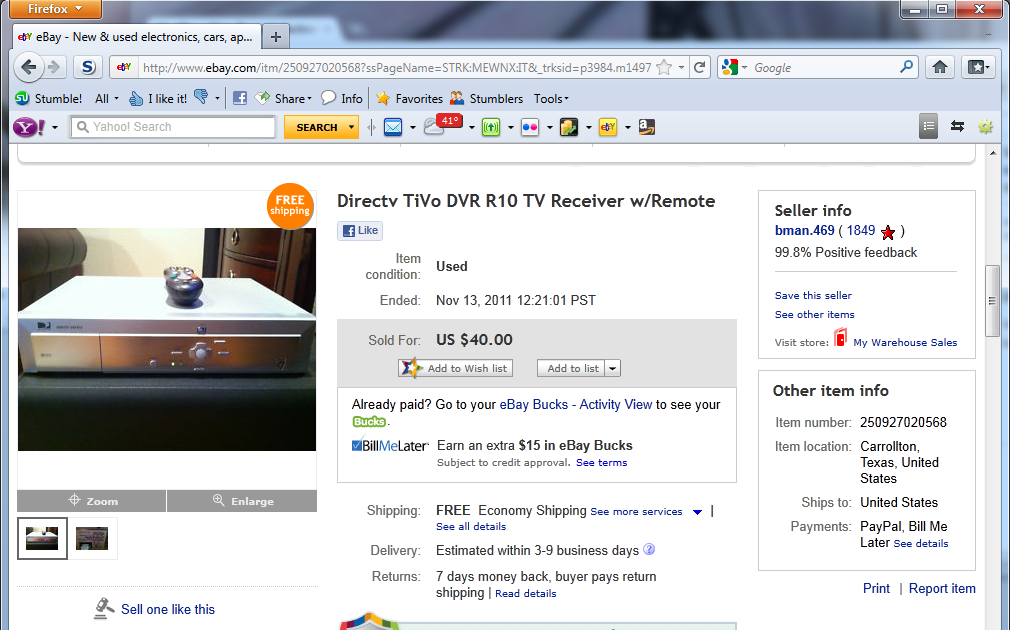 Siliconfish Buying Used DirecTV receivers from eBay