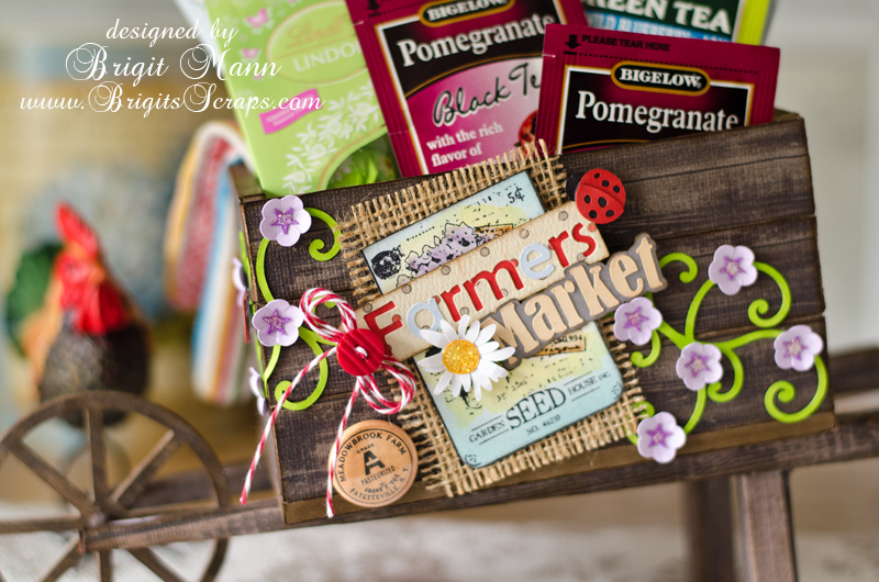 Brigit's Scraps "Where Scraps Treasures" Wheelbarrow Gift Basket