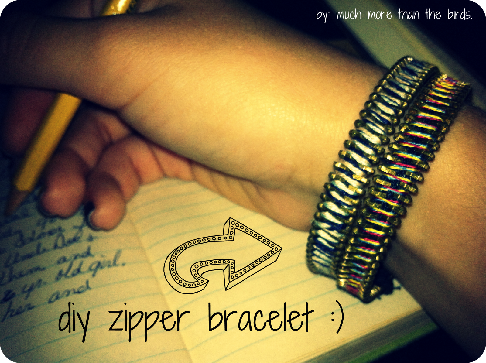 much more than the birds diy zipper bracelet