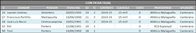 Situación Contractual Actualizada de la plantilla del Málaga Club de Fútbol para la 12/13 Confichadelfilial