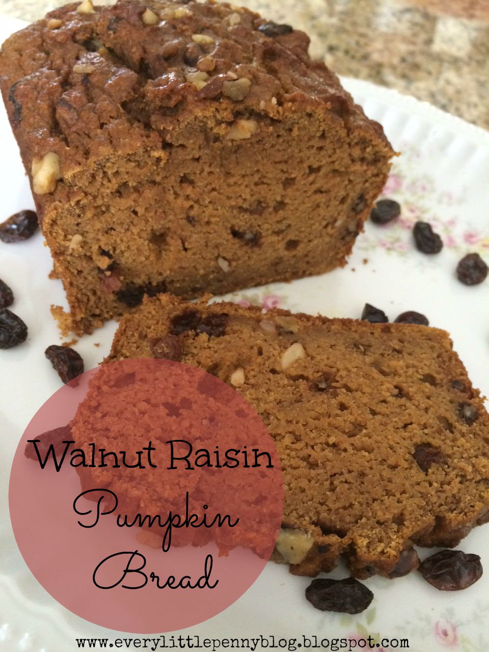 every little penny {From the Kitchen} Healthy Walnut Raisin Pumpkin Bread