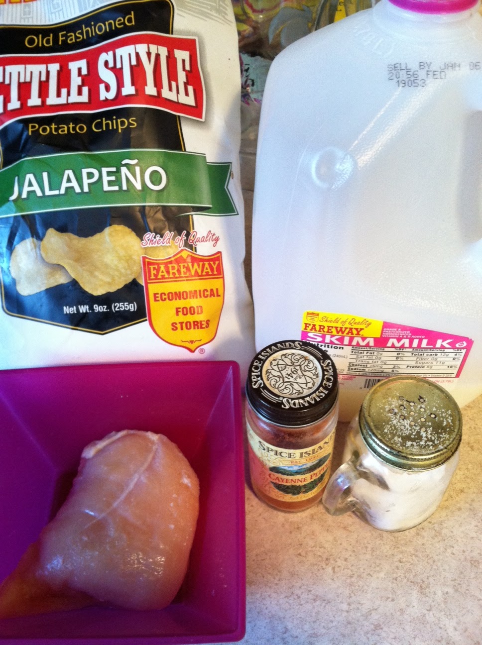 Testing Trendy....1, 2, 3 Jalapeno Kettle Chip Crusted Chicken
