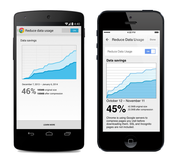 Speed up Internet Browsing by Reducing/Compressing the Data Usage in Google Chrome Android Mobile Browser