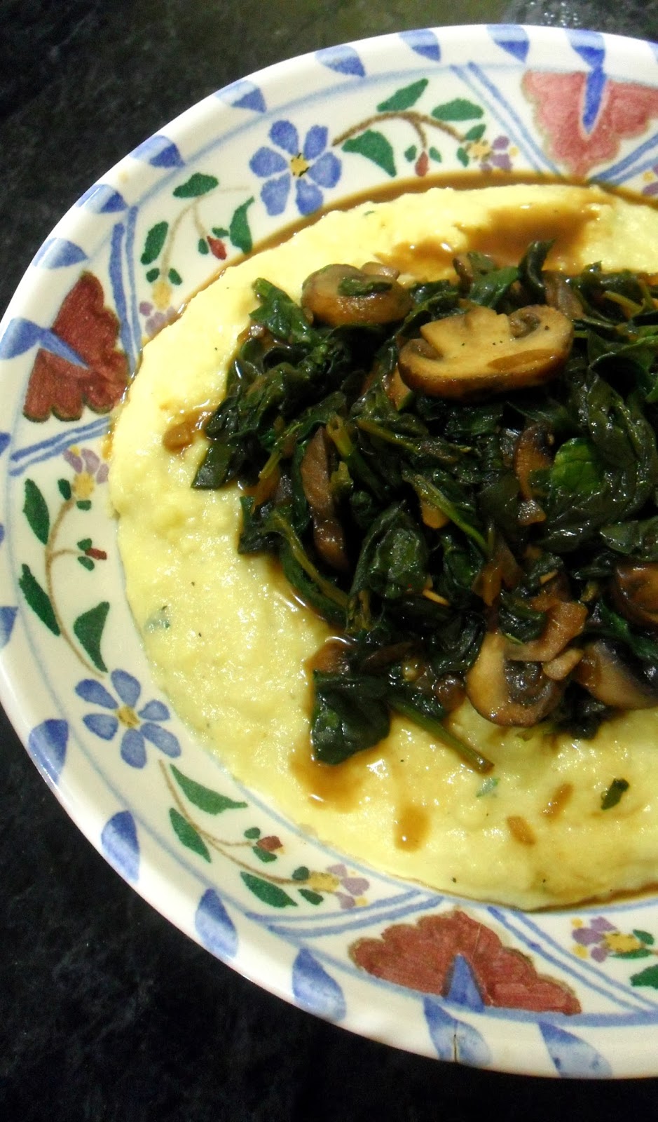 Cooking to Perfection Creamy Polenta with Sauteed Mushrooms and Spinach