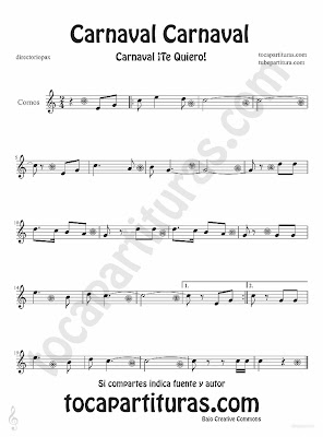 Tubescore Carnival Carnival sheet music for Horn Carnaval Te quiero traditional song music score