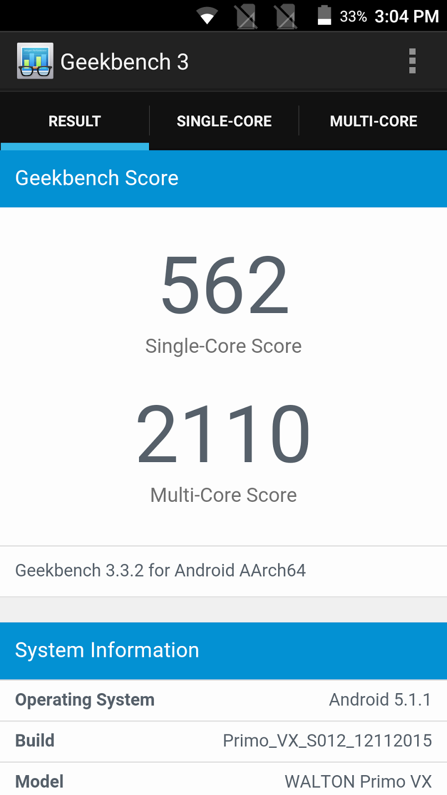 Primo VX hands-on review Geekbench Score