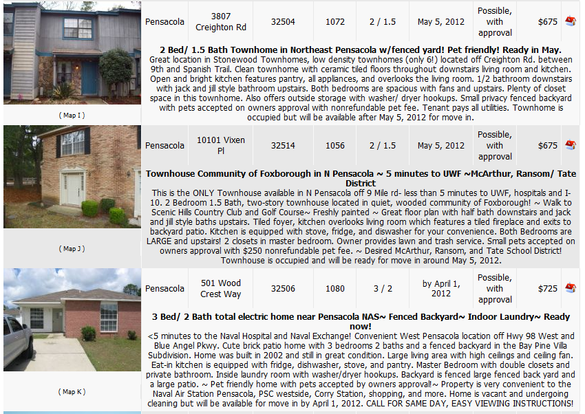 Rental Homes & Apartments in Pensacola, FL area