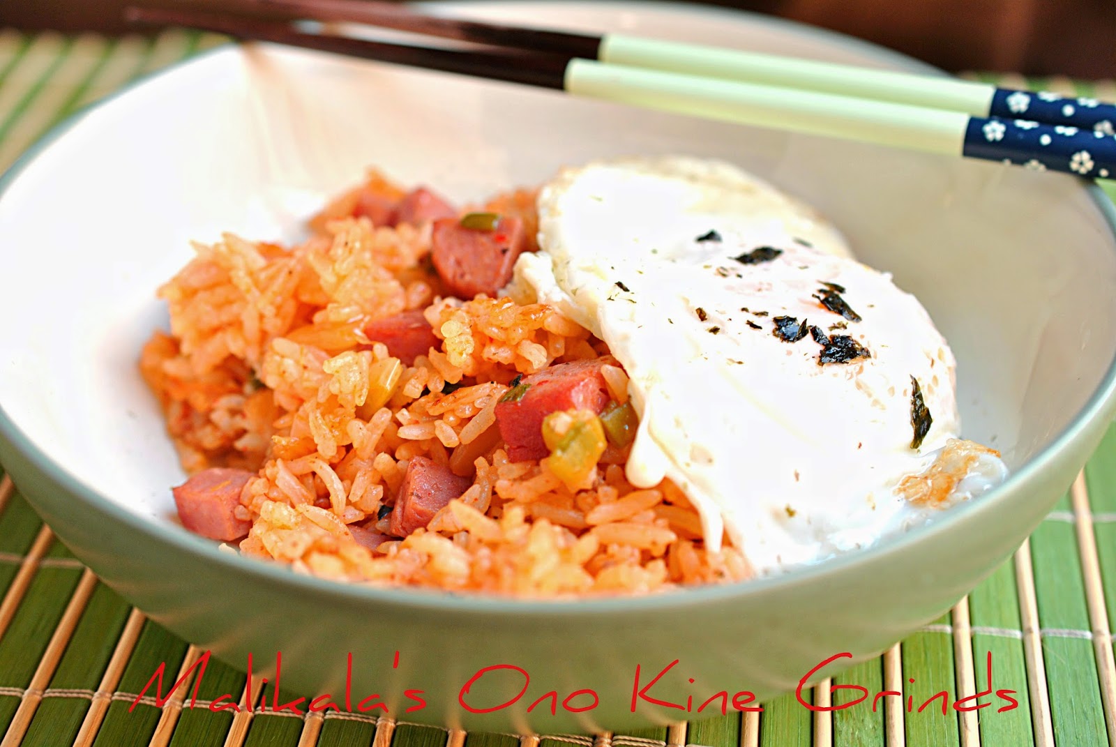 Malikala's Ono Kine Grinds Kimchi Fried Rice with Portuguese Sausage