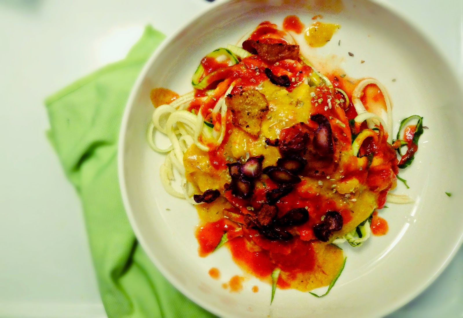 Vegan Pepperoni Pizza Zoodles (grain free, vegan, gluten free, nut free