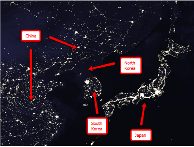31+ North And South Korea At Night Satellite View PNG