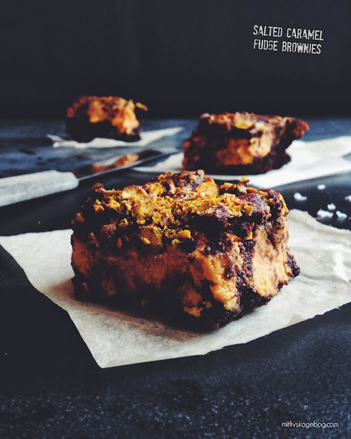 Salted Caramel Fudge Brownies - Mit livs kogebog - madbloggerudfordringen