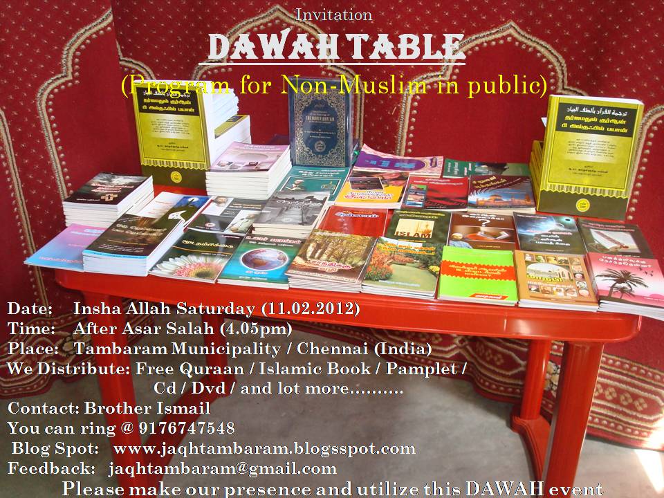 JAQH TAMBARAM Dawah Table on 11.2.12 Tambaram