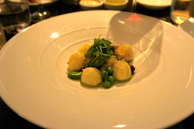 Gnocchi with peas and fava beans at Lincoln in NYC