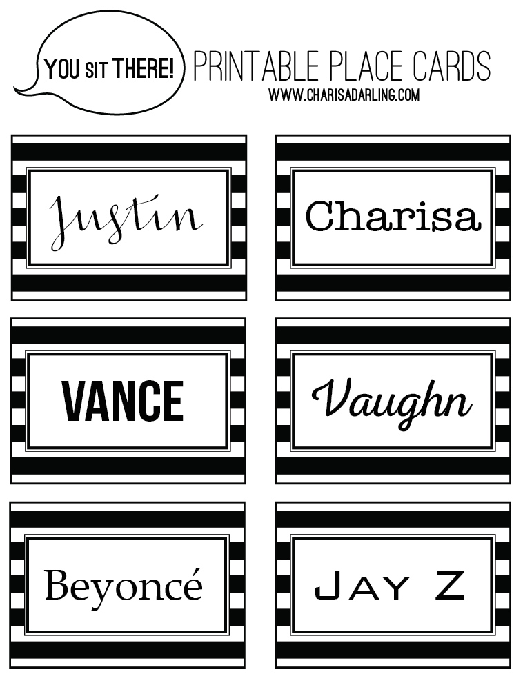 You Sit There! Printable Place Cards Charisa Darling
