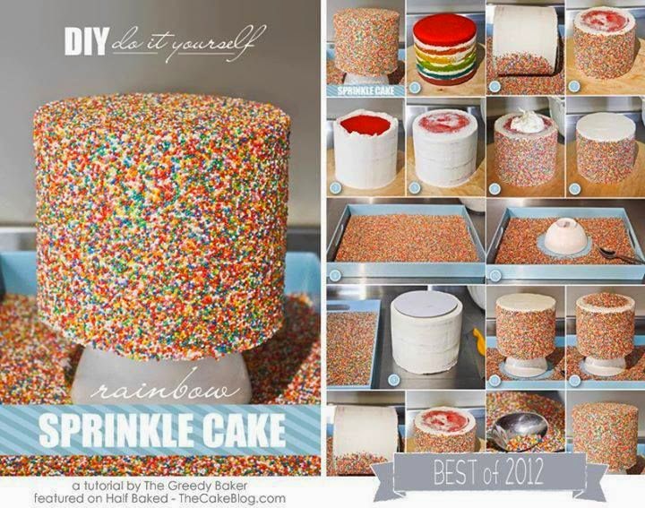 DIY Rainbow Sprinkle Cake