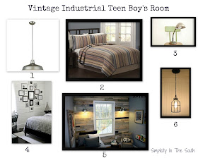 Vintage industrial teen boy's bedroom moodboard