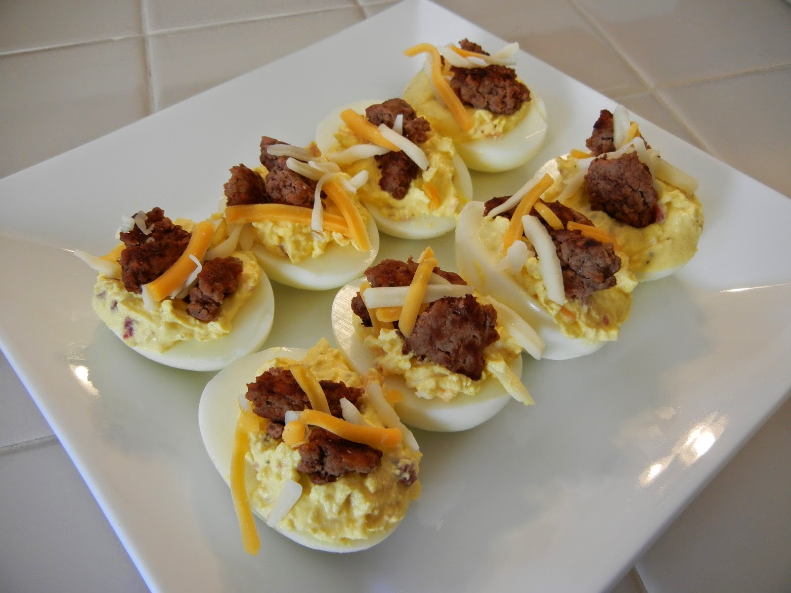 theworldaccordingtoeggface Bacon Cheeseburger Deviled Eggs