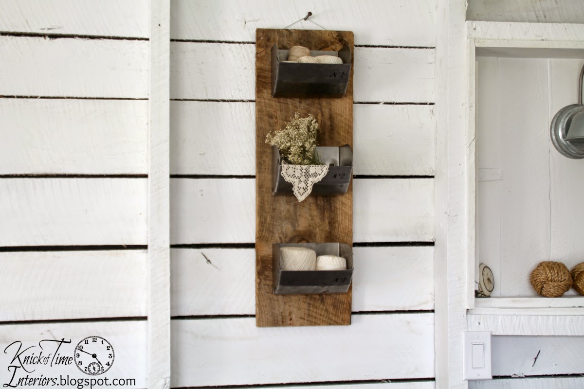 Industrial Barn Wood & Metal Wall Bins via Knick of Time @ knickoftimeinteriors.blogspot.com Industrial Style Storage