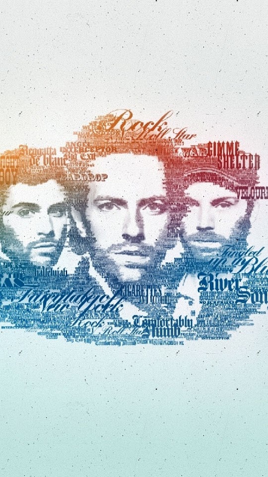 Coldplay Faces Music Band Typography Android Wallpaper