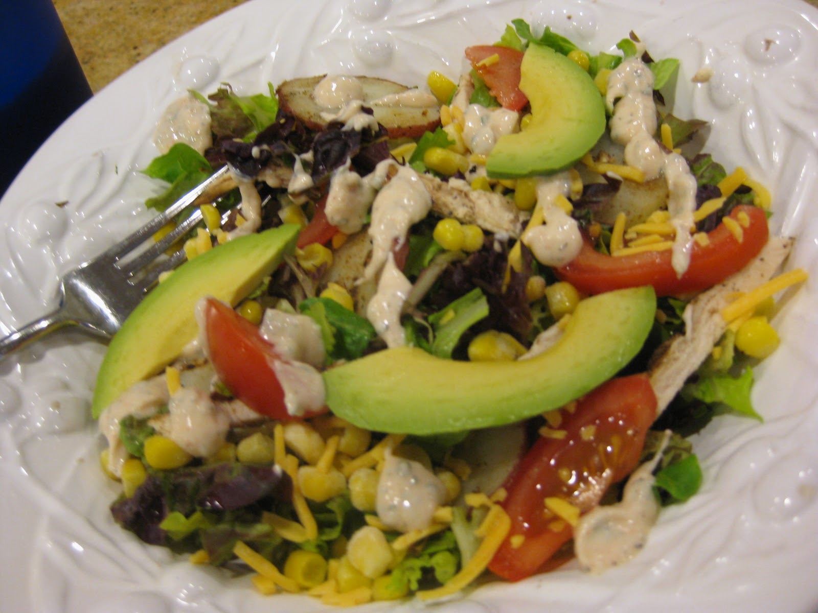 Sweet Peas and Pumpkins Grilled Chicken, Corn & Avocado Salad with