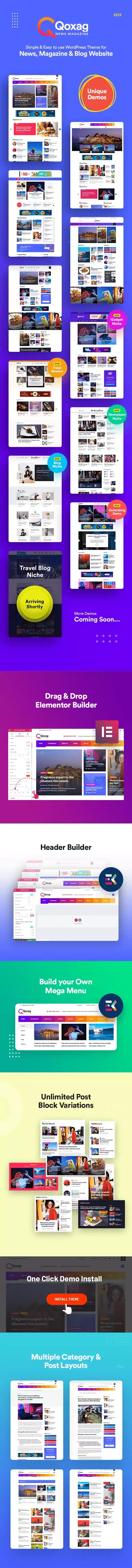 Qoxag V1.0.8 Wordpress Theme Main Features Of Qoxag - Wordpress News Magazine Theme