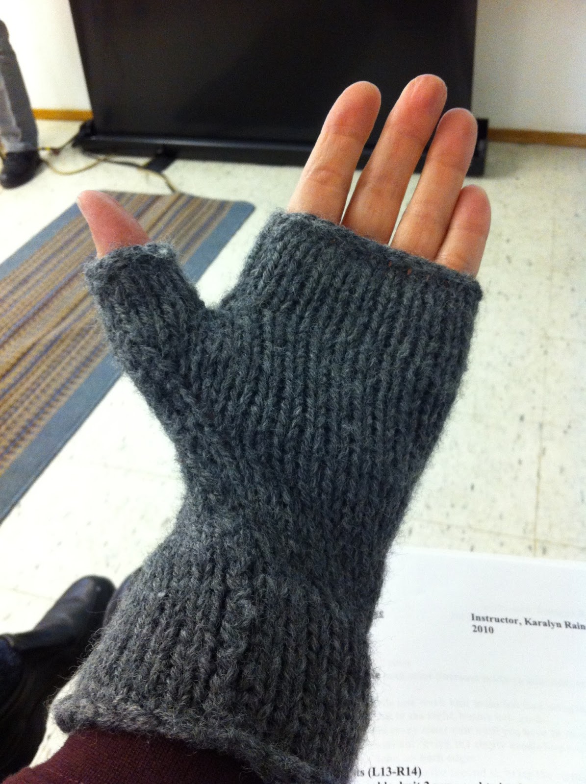 Machine Knitting Fun Fingerless Gloves by Karalyn