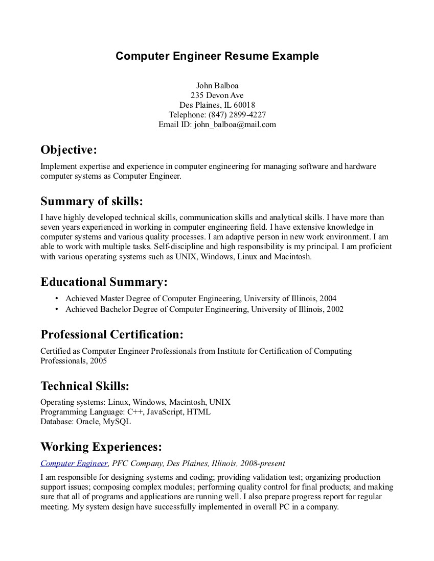 resume objective for electrical engineer