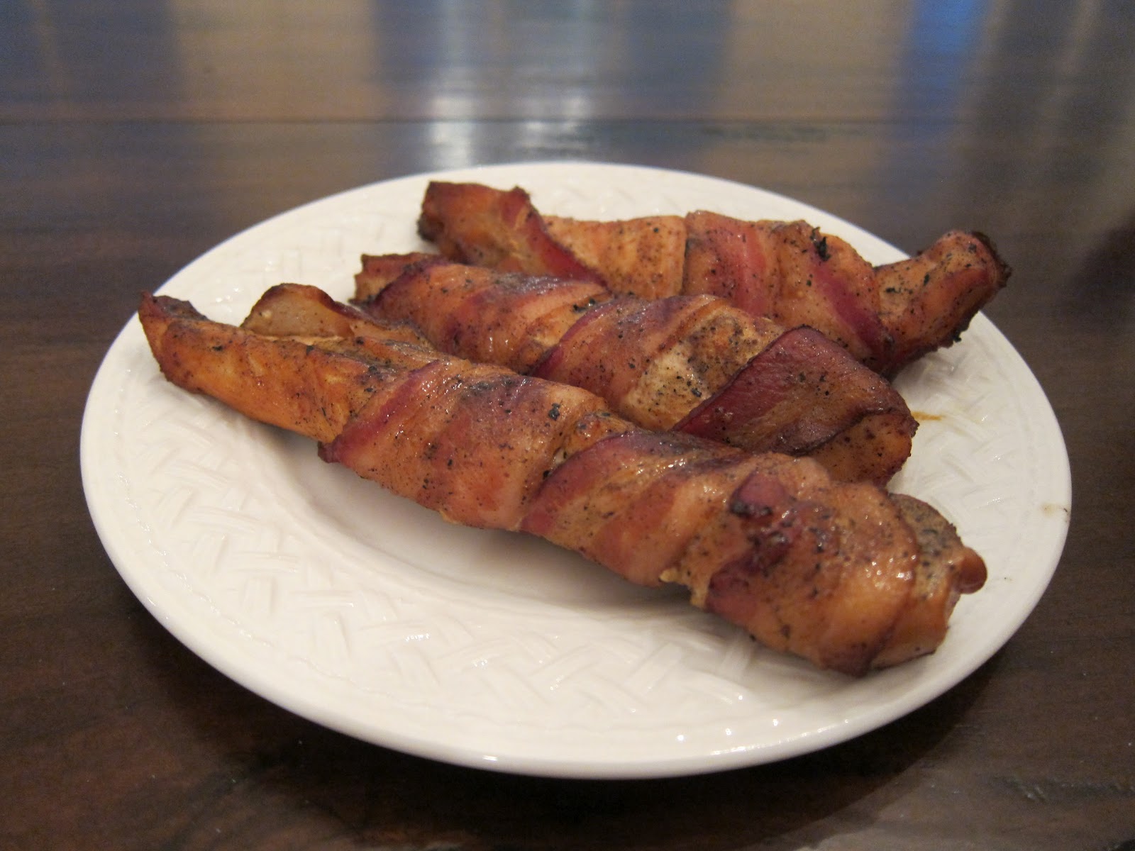 Grill Knuckles BaconWrapped Chicken Strips & Grilled Peaches