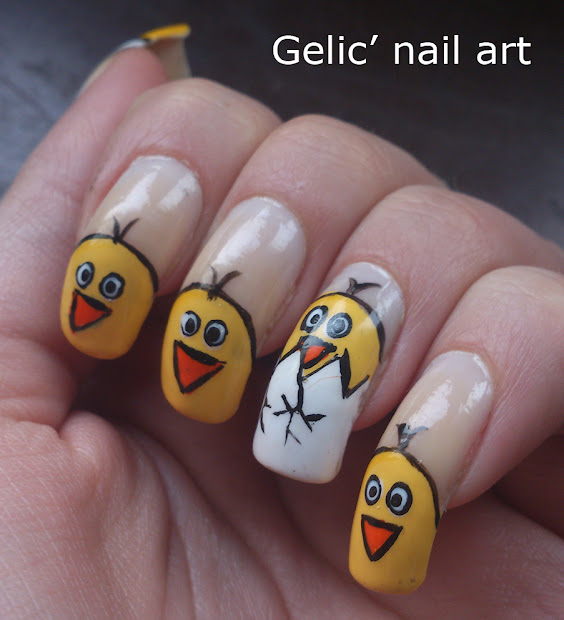 gelic' nail art easter chicken