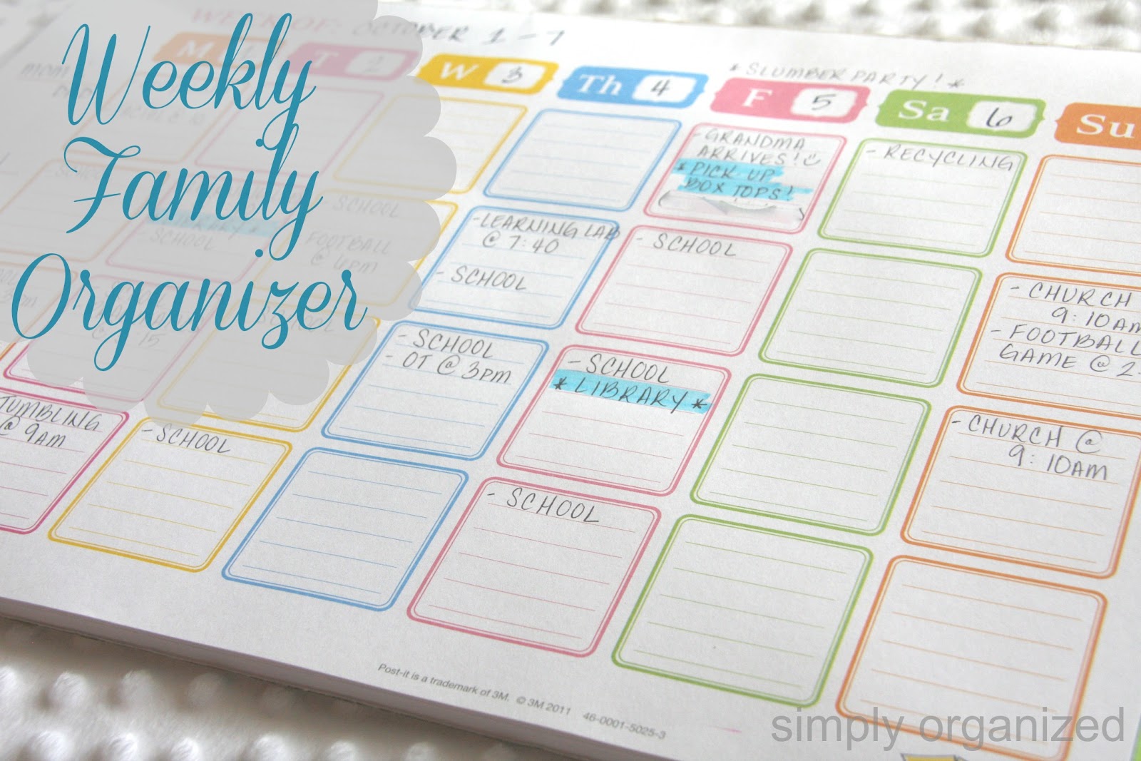 simply organized simple weekly family organizer