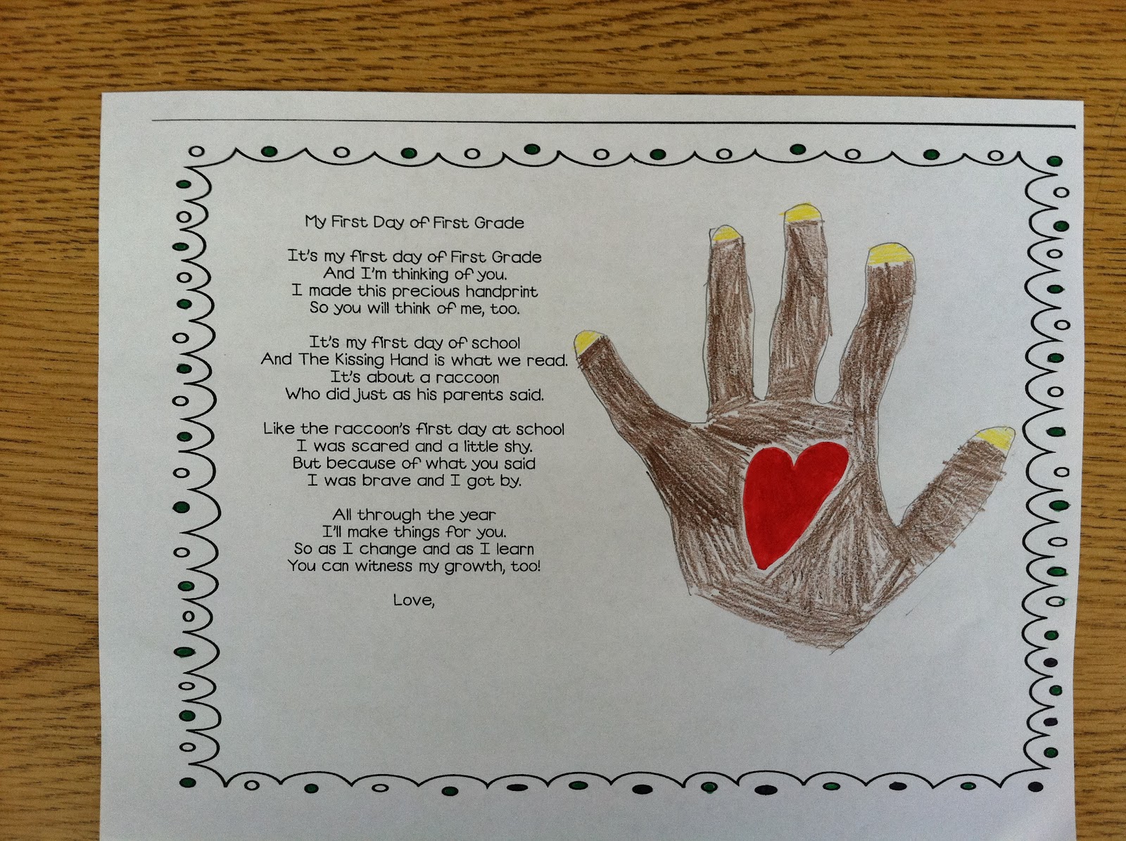 Mrs. Brinkman's Blog The Kissing Hand