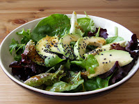 Mixed Leaf and Avocado Salad with a Ginger, Sesame and Lime Dressing