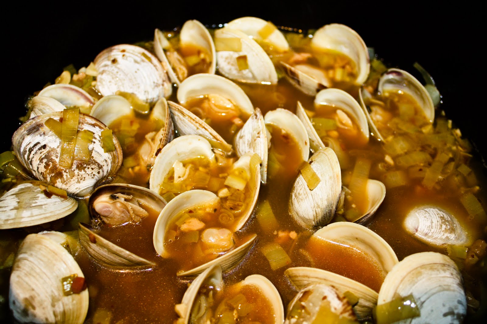 Mission Delish THE BEACH AT HOME Steamed Clams with Pancetta and Leeks