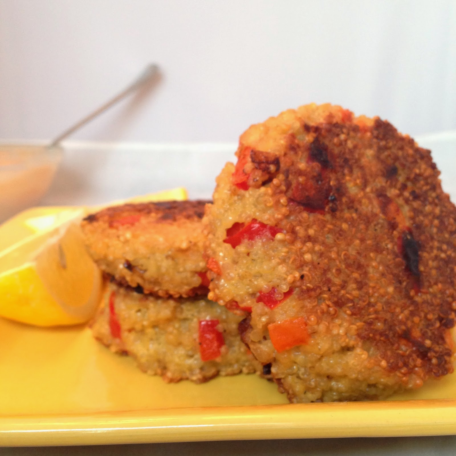 Some Sugar Added Quinoa Burgers with Spicy Mayo, Avocado & Arugula
