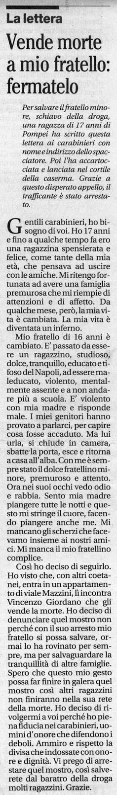 I Frutti Avvelenati Di Una Societa Allo Sbando Una Ragazza Scrive Ai Carabinieri Vende Morte A Mio Fratello Arrestatelo Cronaca Dal Mattino Di Napoli Ricognizioni