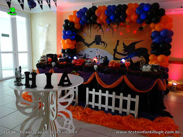 Halloween 0 Decoração tradicional luxo para aniversário infantil Decoração de mesa temática Halloween para festa de aniversário infantil